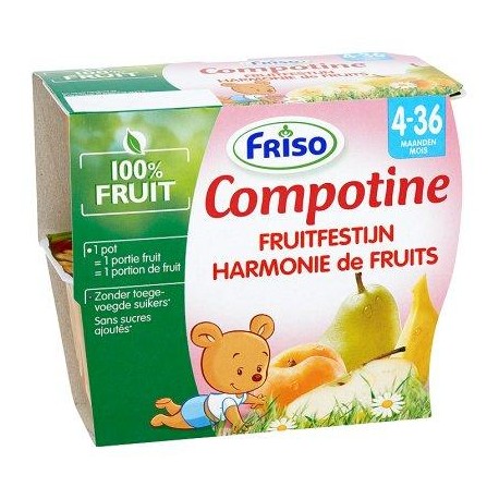 Friso Compotine Harmonie de fruits 4 x 100 g (4-36M)