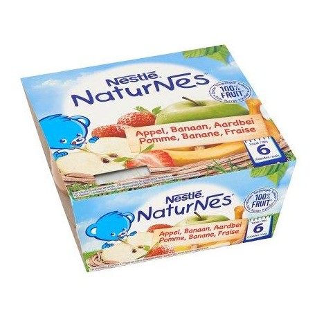 Nestlé® NaturNes® Pomme Banane Fraise Bébé 6 Mois 4 x 100 g