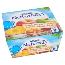 Nestlé® NaturNes® Pomme Pêche Miel Bébé 6 Mois 4 x 100 g