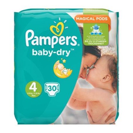 Pampers Baby-Dry T4, 30 Langes, Jusqu'a 12h Bien Au Sec