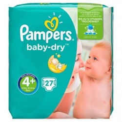 Pampers Baby-Dry Langes Taille 4+ (Maxi+) 9-18 kg 27 Pièces