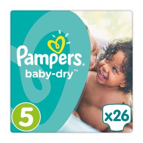 Pampers Baby-Dry T5, 26 Langes, Jusqu'a 12h Bien Au Sec
