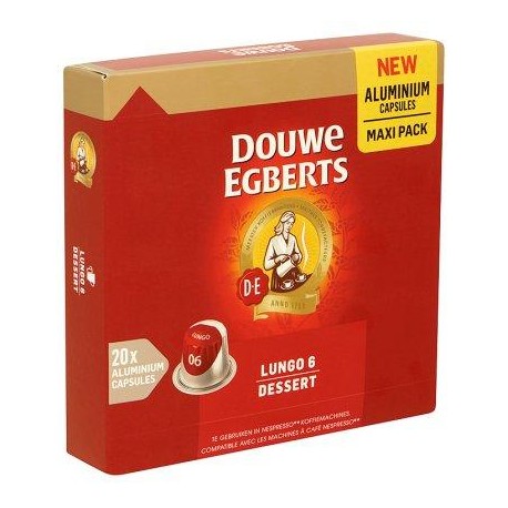 Douwe Egberts Lungo 6 Dessert Maxi Pack 20 Aluminium Capsules 104 g