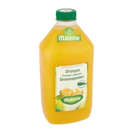 MATERNE oranges fraîchement pressés  1,5L *Jus d'orange *Pur jus *100 % de fruits *Sans pulpe