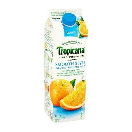 TROPICANA Pure Premium Smooth Style  1L *Jus d'orange *Pur jus *100 % de fruits *Sans pulpe