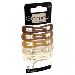 Glamour Style Accessoire pour Cheveux 10 Barrettes Clic-Clac Brune/Beige