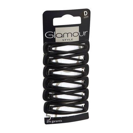 Glamour Style Accessoire pour Cheveux 12 Barrettes Clic-Clac Noires Médium