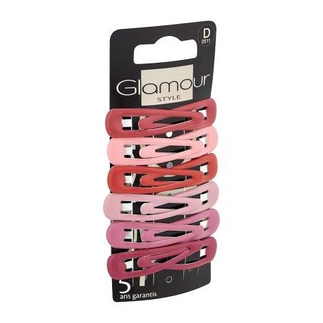 Glamour Style Accessoire pour Cheveux 12 Barrettes Clic-Clac Rose Mix
