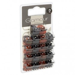 Glamour Style Accessoire pour Cheveux 18 Mini Pinces Crabe Brunes/Noires Plastique