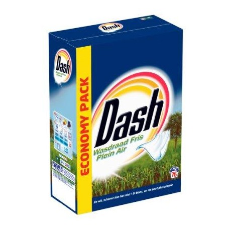DASH Plein Air lessive poudre  4,9kg 76d *76 doses *Concentré, dose moyenne: 65 g *Pour le blanc *Plein air