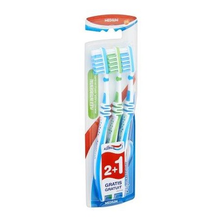 Aquafresh Flex Int. Medium Brosse à Dents 2+1 Gratuit