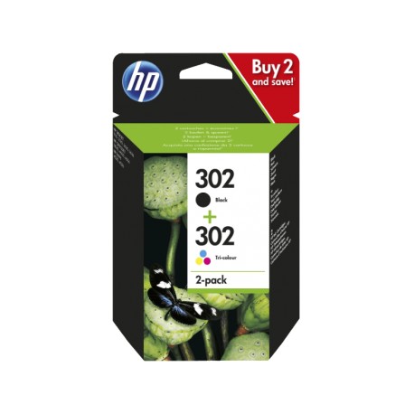 HP 302 Duo Pack Noir + Magenta - Jaune - Cyan (X4D37AE)