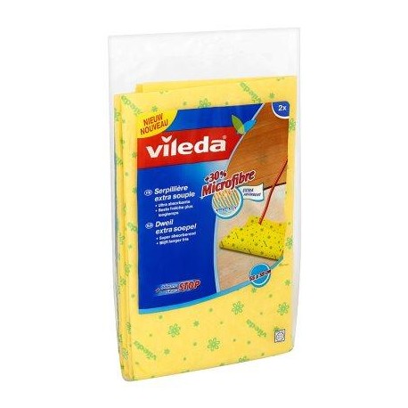 VILEDA serpil. jaune 30% microfibre  2 p. *Sols *Serpillière *30 % microfibres, spécialement pour les sols brillants