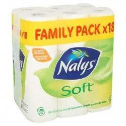 Nalys Soft Papier Toilette 2 Épaisseurs Family Pack 18 Rouleaux