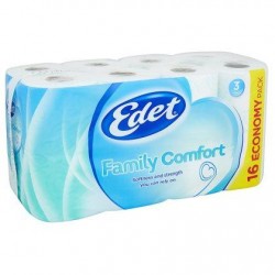 Edet Papier Toilette Family Comfort 3-Épaisseurs Economy 16 Rouleaux